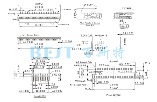 FPC连接器0310-NPWB-R参考图纸