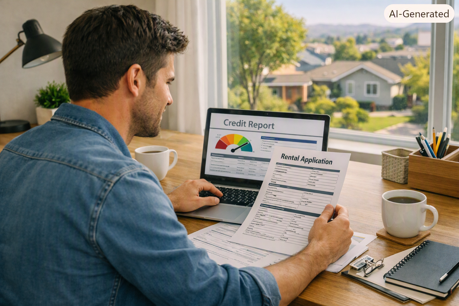 Prospective Bay Area renter reviewing credit score before applying for a rental home.